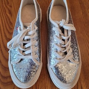 Ugg Silver Glitter Sneakers, Size 7